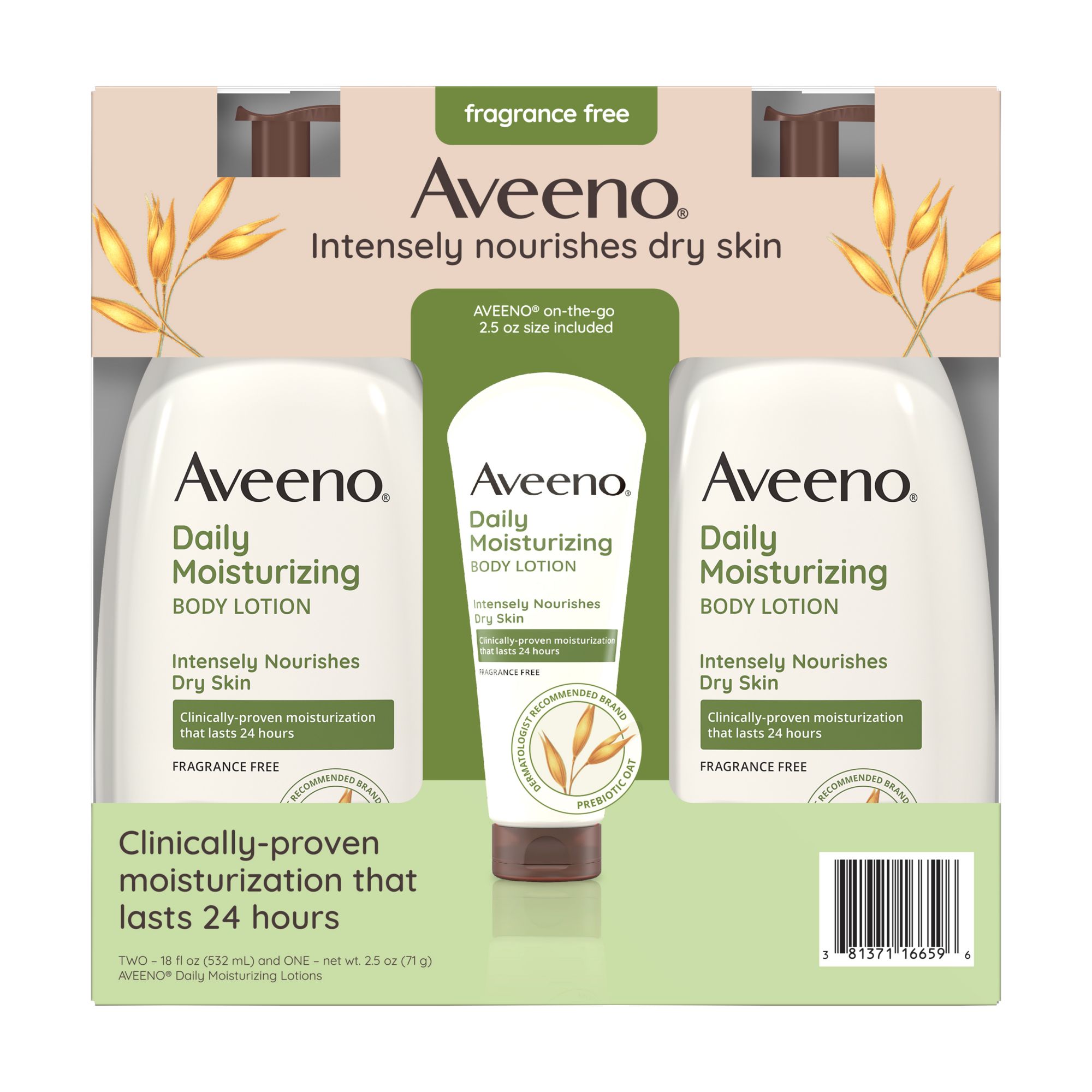 Aveeno Skin Relief Moisturizing Body and Hand Lotion for Dry Skin,  Fragrance Free, 18 oz