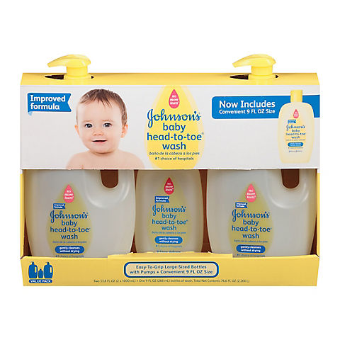 Johnson's Head-to-Toe Gentle Baby Wash, 2 pk./33.8 fl. oz. with Bonus 9 fl. oz. Bottle