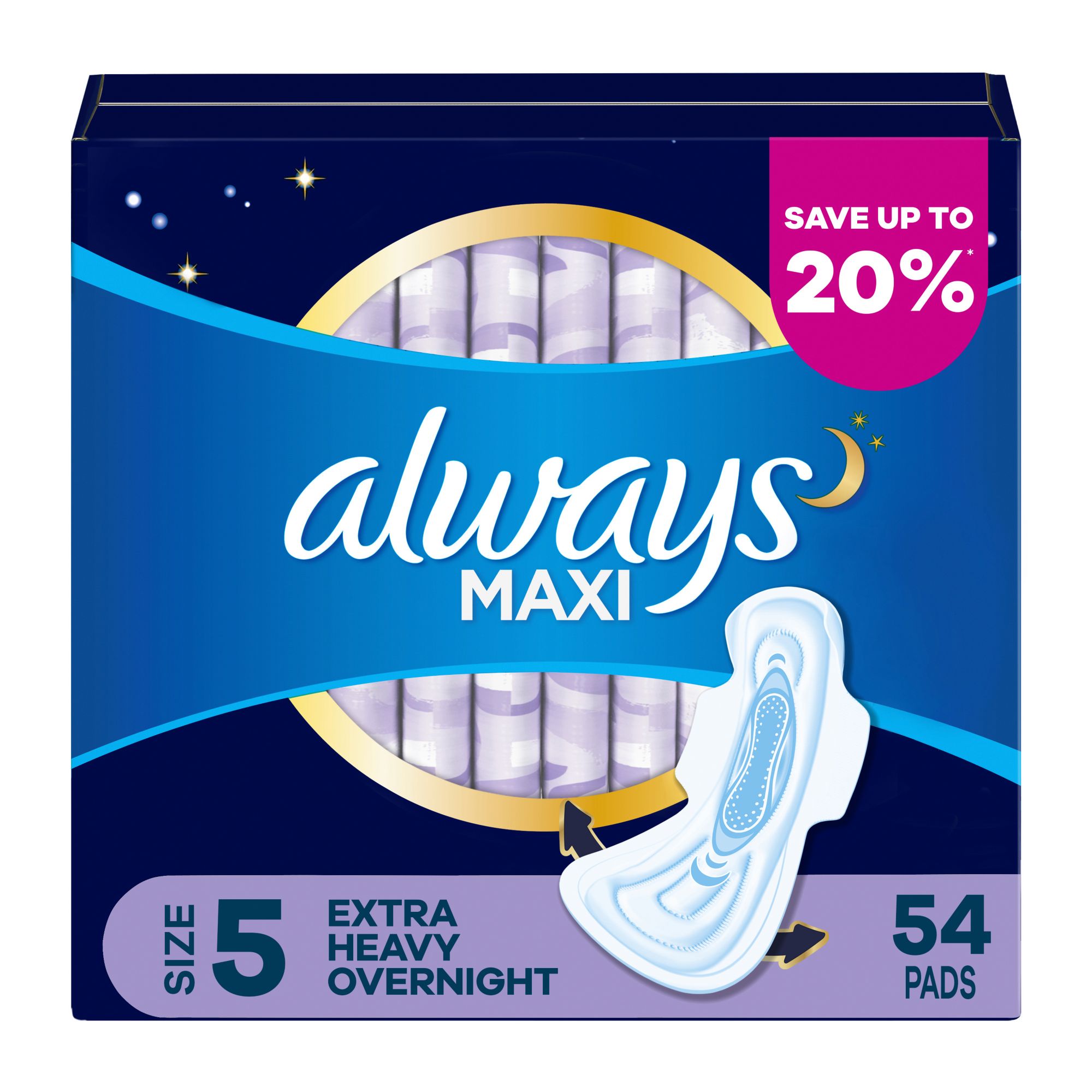 Always Pads Extra Heavy Overnight Size 5 - 34 ea