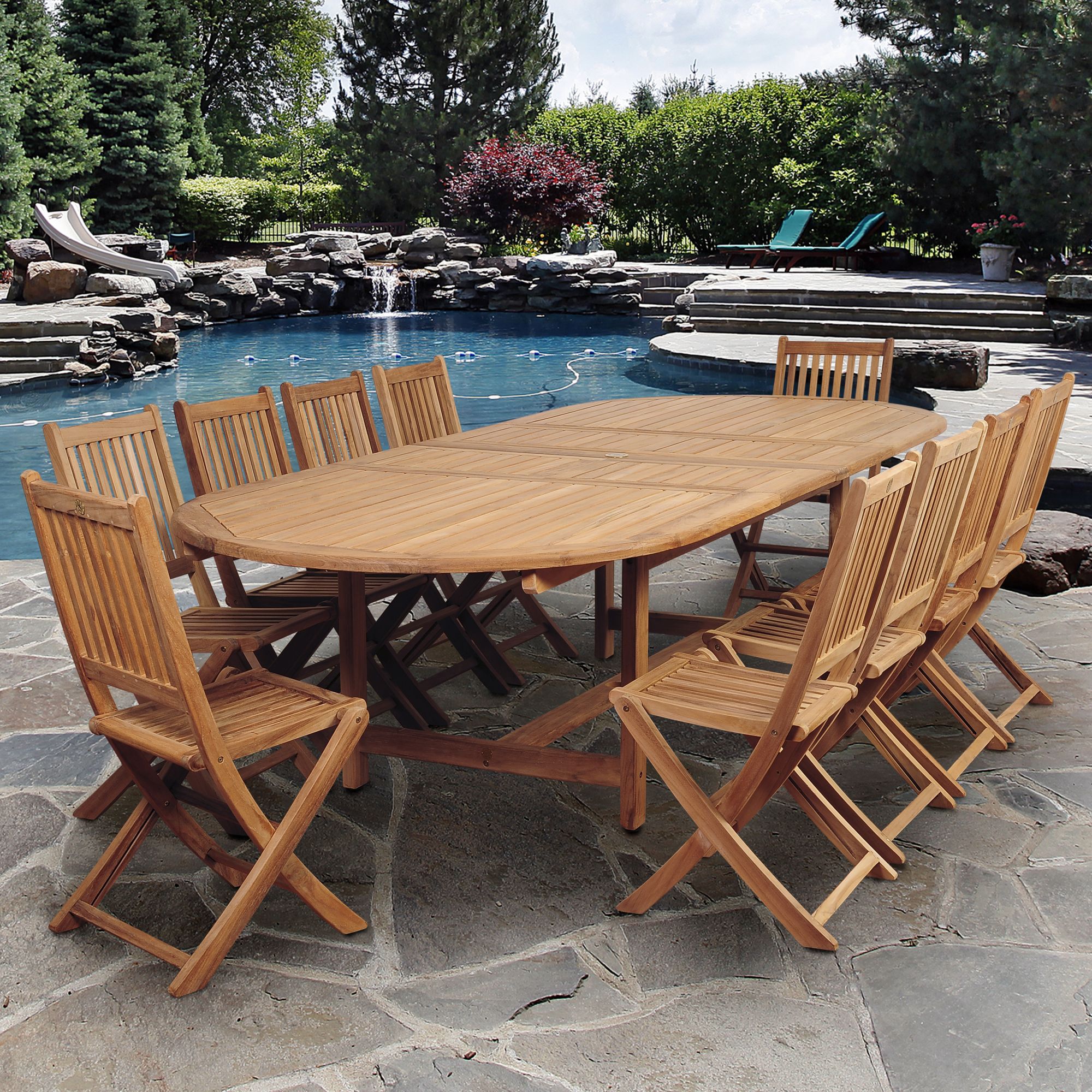 Oval teak discount outdoor dining table