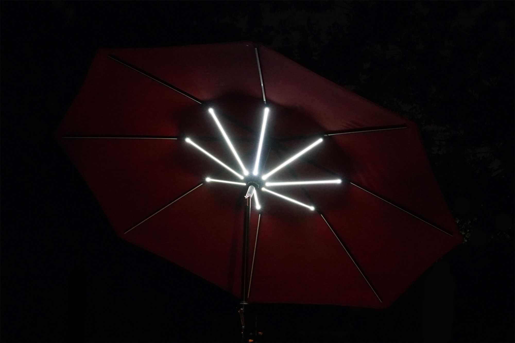 Sun Ray 9 8 Rib Next Gen Solar Light Umbrella Scarlet Bjs Wholesale Club