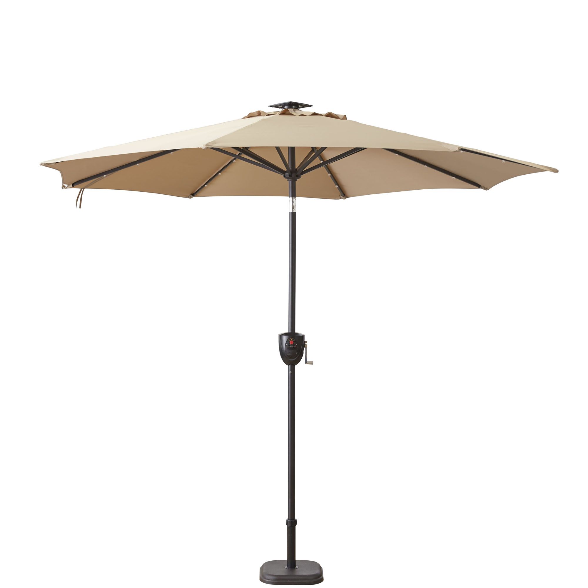 Sun Ray 9 8 Rib Solar Light Umbrella With Bluetooth Speaker Taupe Bjs Wholesale Club