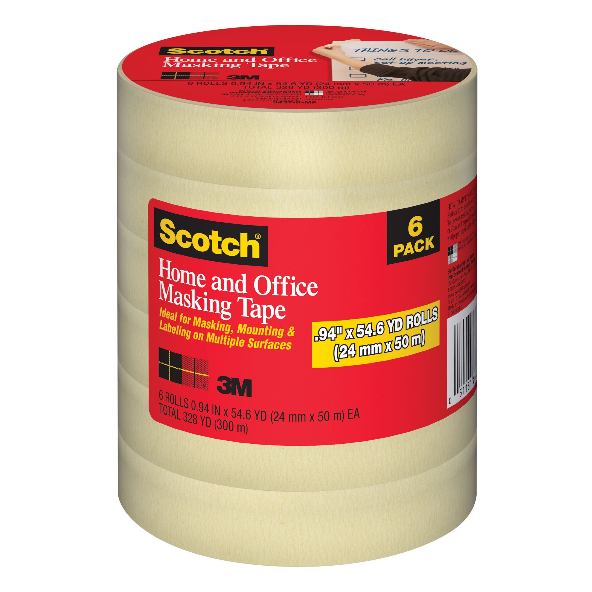 Scotch Home and Office Masking Tape, 6 pk.