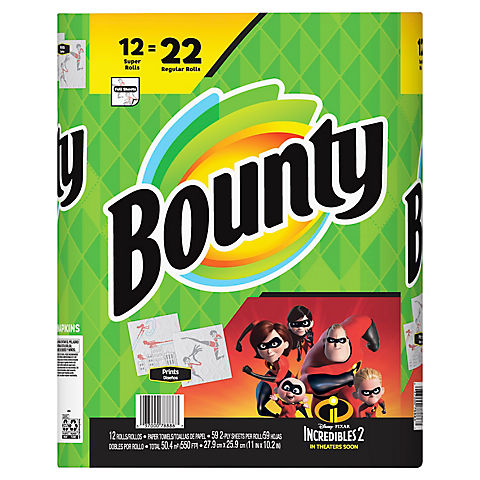 Bounty Super Roll Paper Towels, 12 pk. - Incredibles