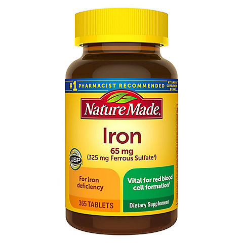 Nature Made Iron 65 mg (from Ferrous Sulfate) Tablets, 365 ct.