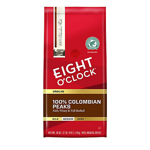 Eight O'Clock 100% Colombian Peaks Ground Coffee, 40 oz.