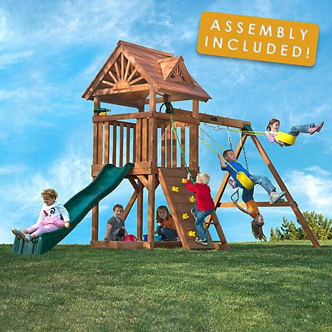 Backyard Play Systems Skycrest Flyer Swing Set with Professional Installation