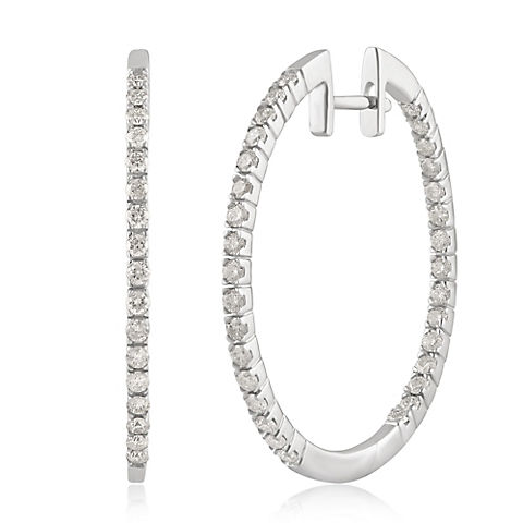 .75 ct. t.w. Diamond Hoop Earrings in 14k White Gold