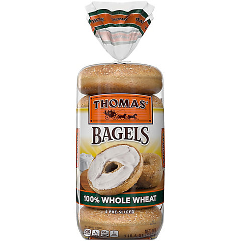 Thomas Hearty Grain 100% Whole Wheat Bagels, 6 ct.