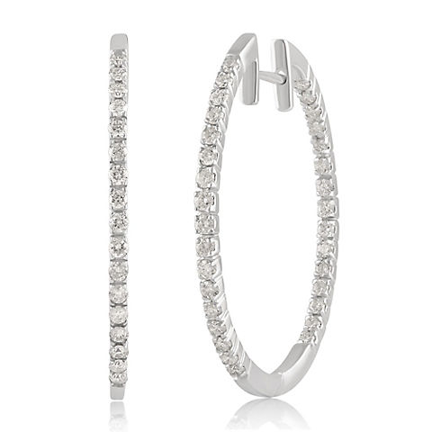 1.00 ct. t.w. Diamond Hoop Earrings in 14k White Gold