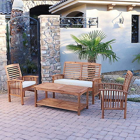 W. Trends 4-Pc. Outdoor Hunter Acacia Wood Chat Set - Brown