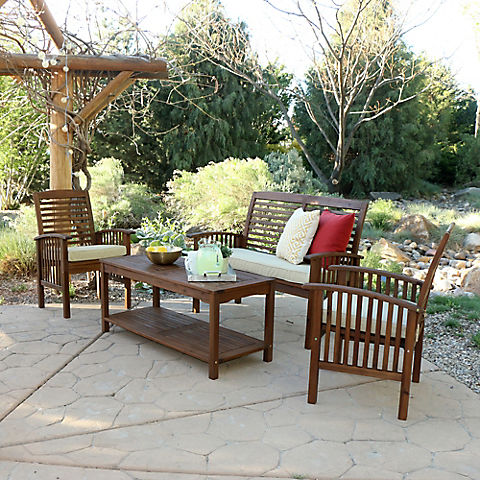 W. Trends 4-Pc. Outdoor Hunter Acacia Wood Chat Set - Dark Brown
