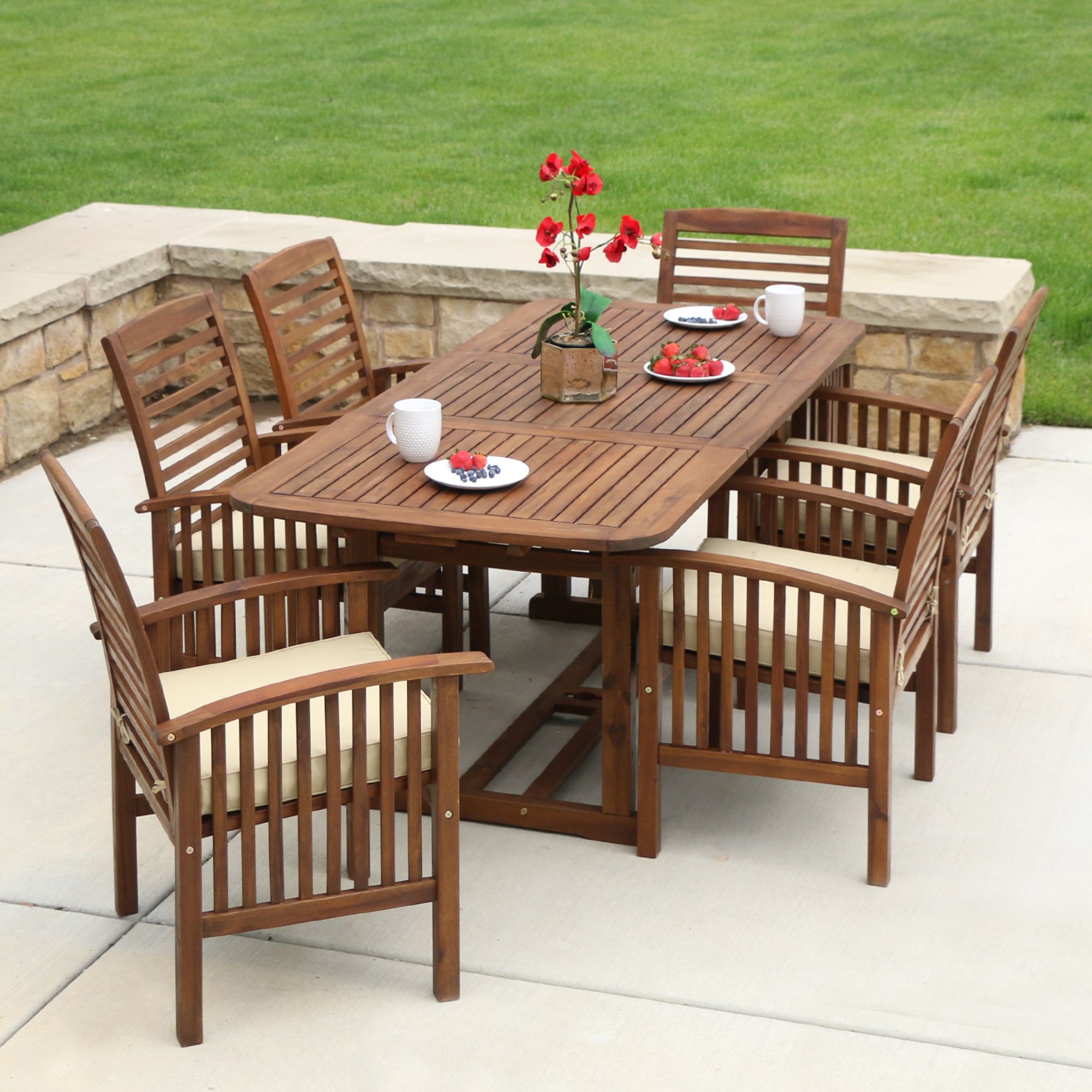 Acacia wood discount dining table set