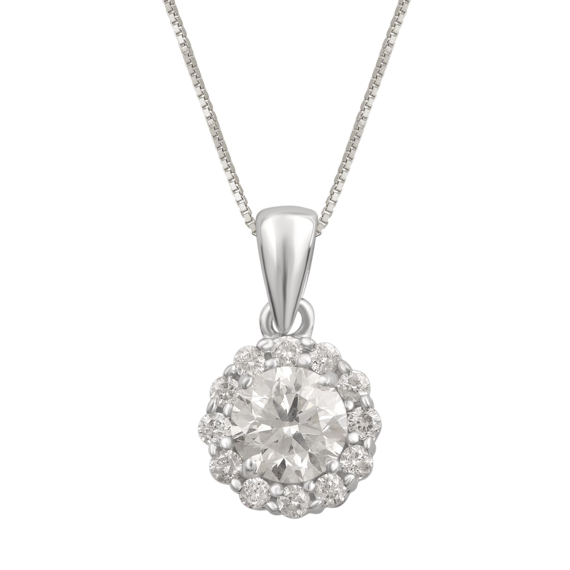 Diamond Teardrop Necklace 3/4 carat tw 14K White Gold