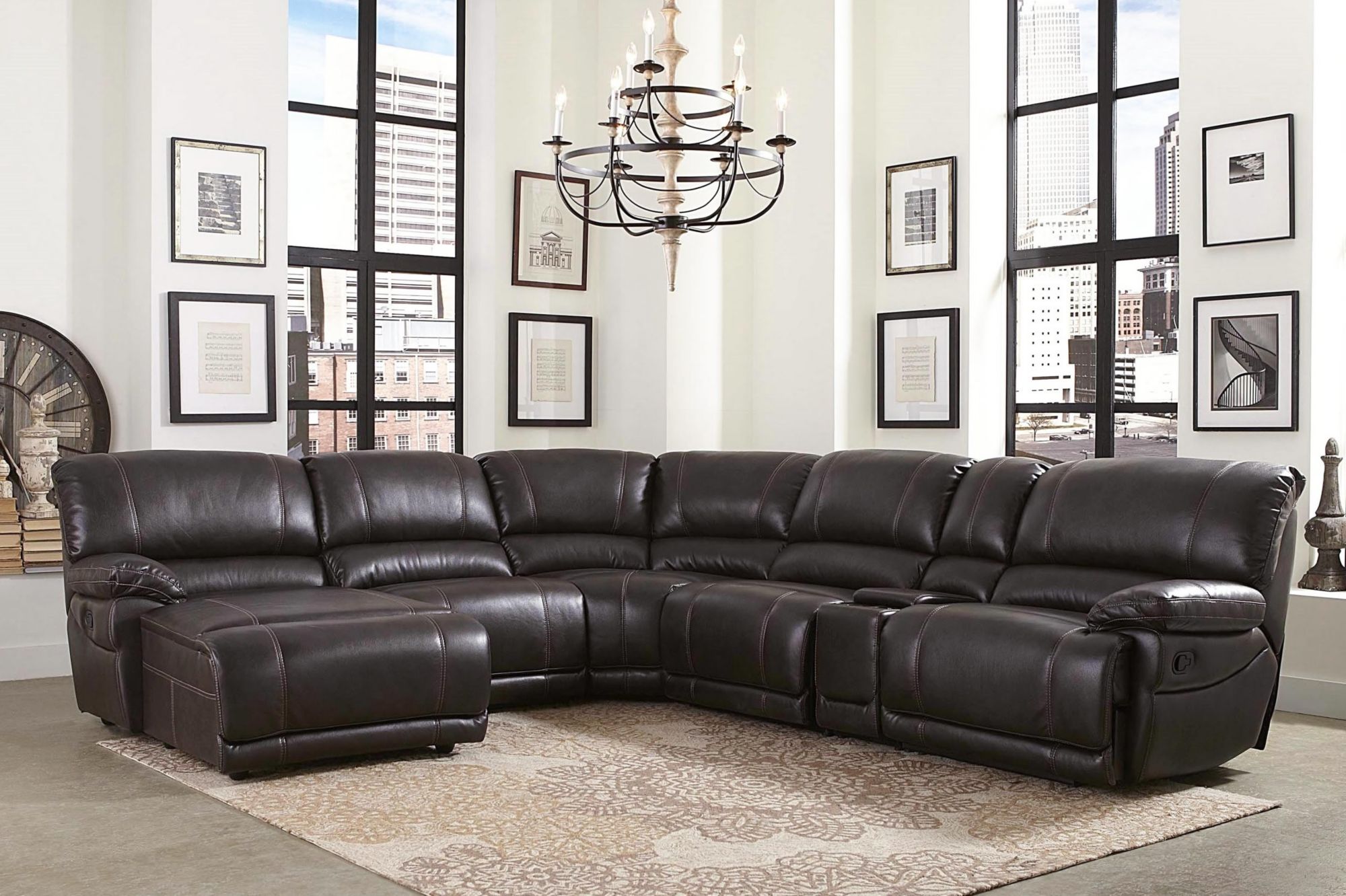 Abbyson living deals leather sectional