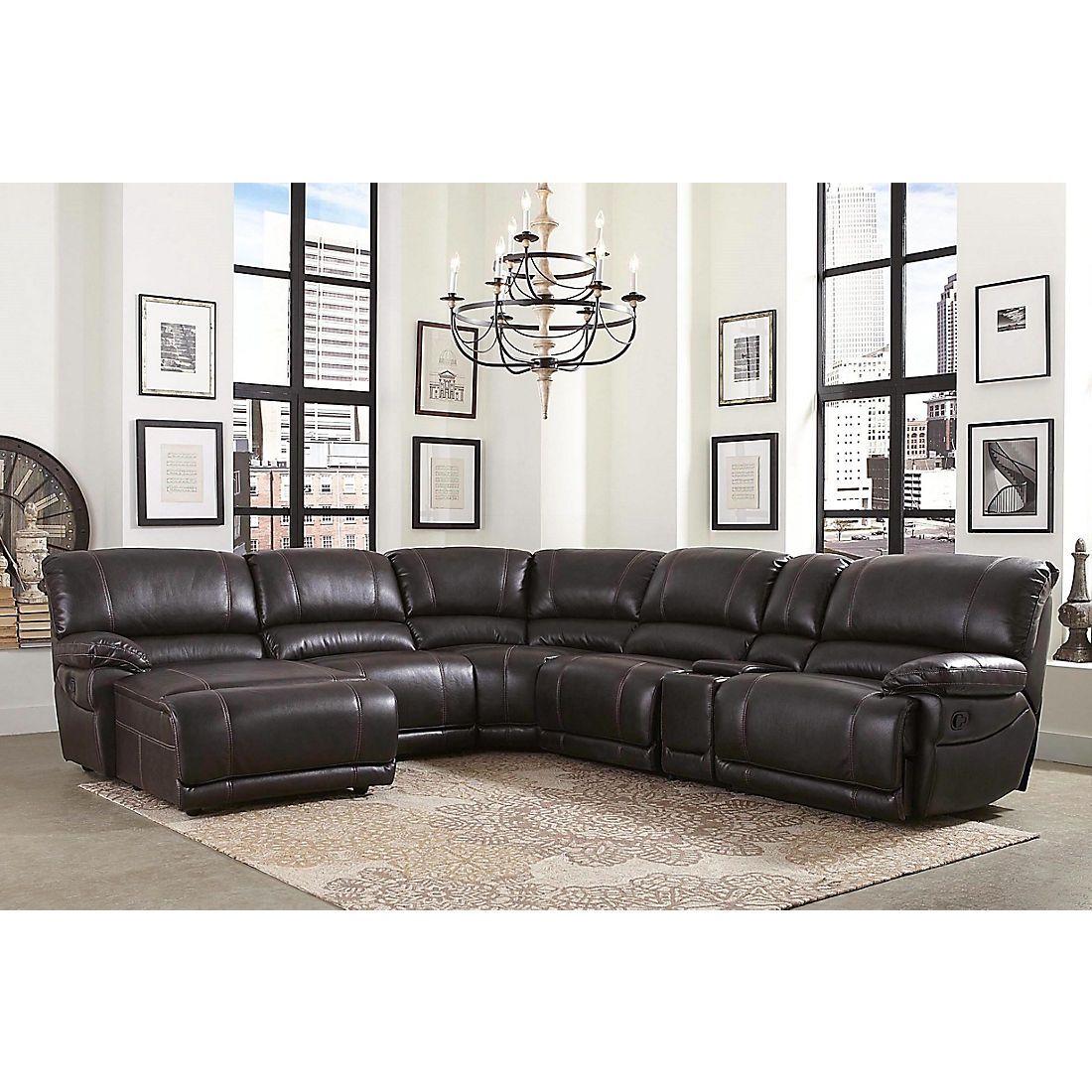 Abbyson Living Jameson 6 Pc Leather, Abbyson Living Leather Sectional
