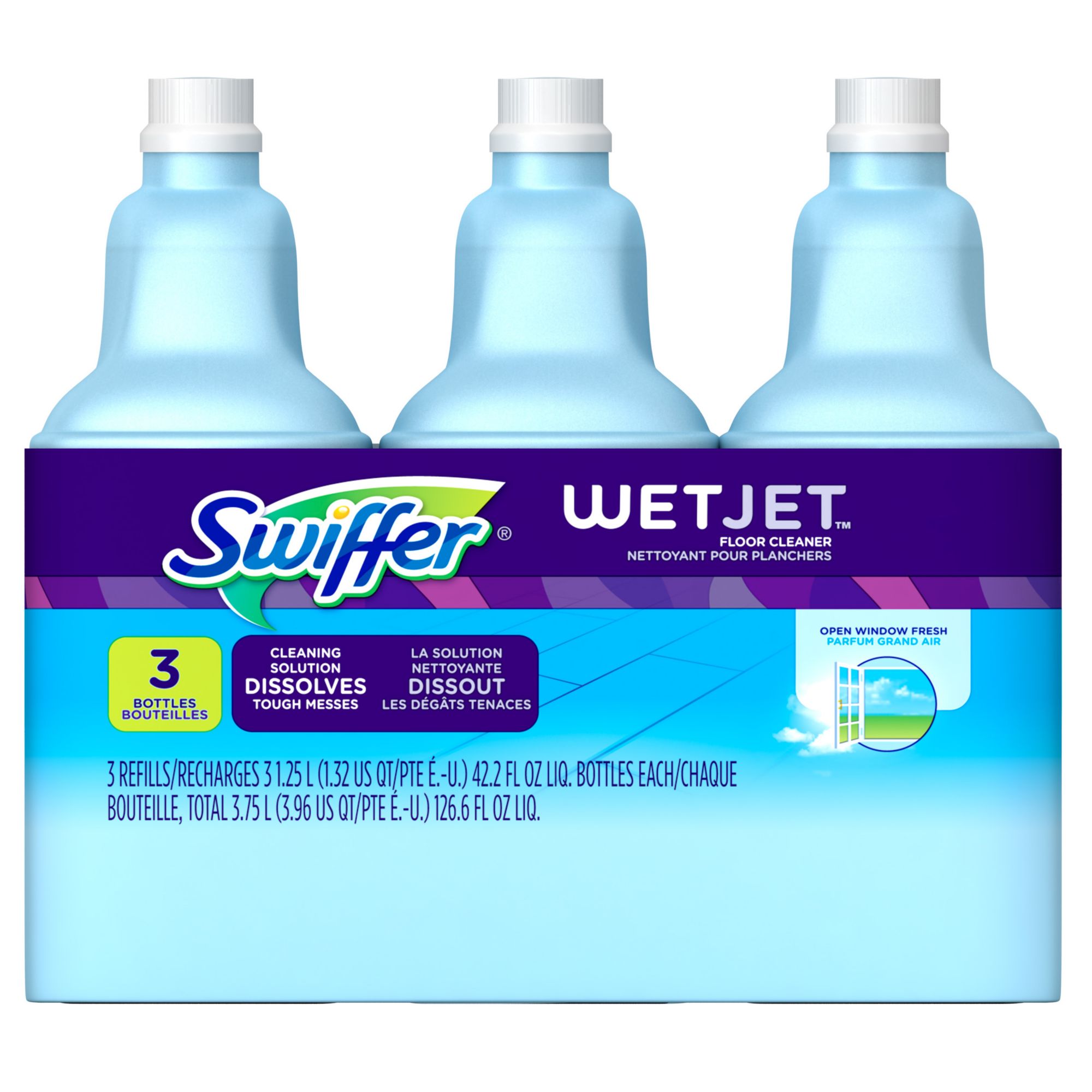  Swiffer WetJet Multi-Purpose Floor Cleaner Solution Refill Open  Window Fresh Scent 1.25L, Pack of 6 : Health & Household