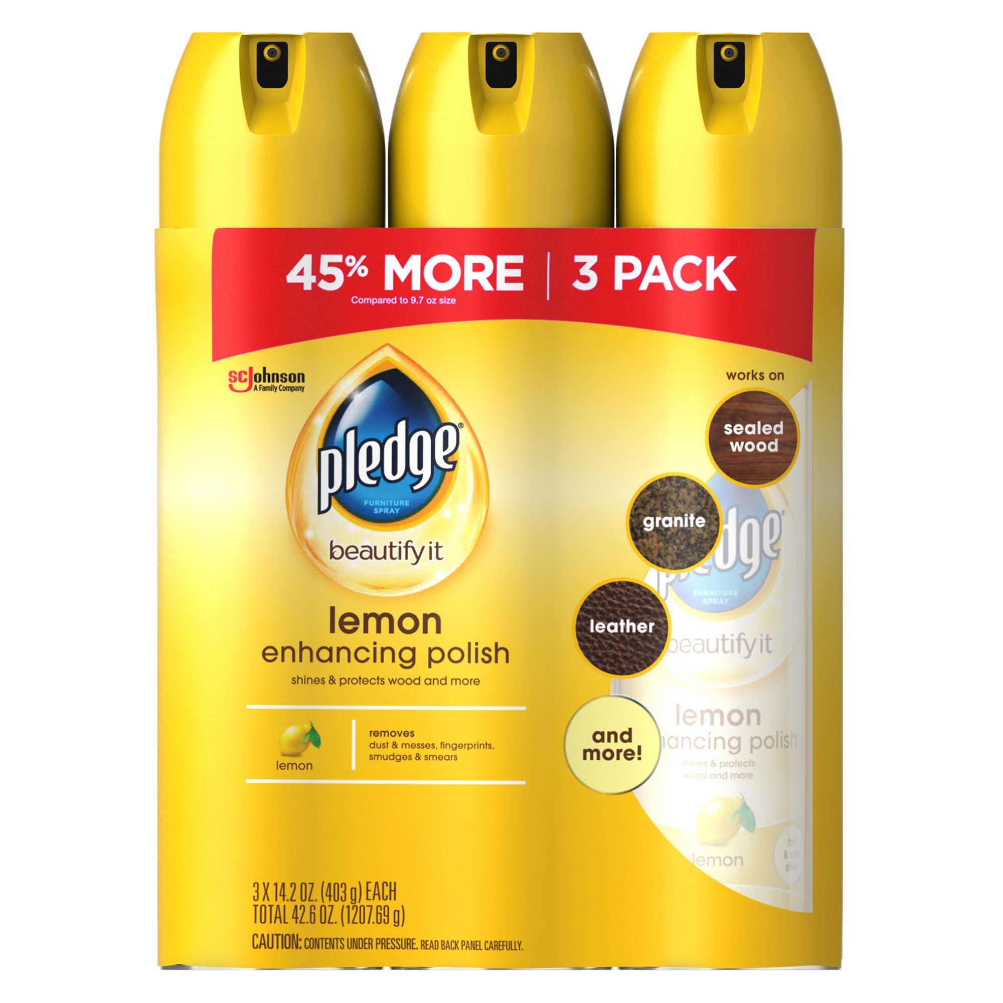 Pledge Lemon Aerosol Dust & Allergen Multisurface Cleaner - 9.7oz