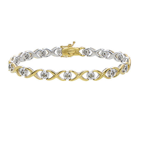 .50 ct. t.w. Champagne Diamond Tennis Bracelet in Sterling Silver with Yellow Gold Trim