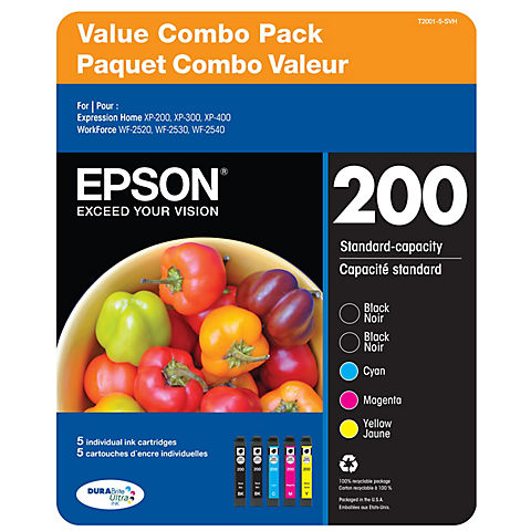 Epson T200 Series Multi-Color Combo Ink Pack, 5 ct.