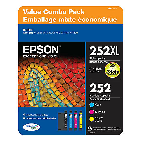 Epson T252XL Multi-Color Combo Ink Pack, 4 ct.
