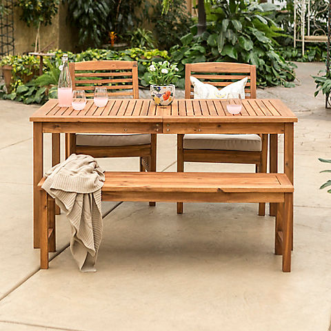 W. Trends 4-pc Outdoor Cliff Acacia Wood Dining Set - Brown