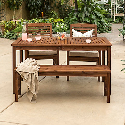 W. Trends 4-Pc. Acacia Wood Outdoor Dining Set - Dark Brown