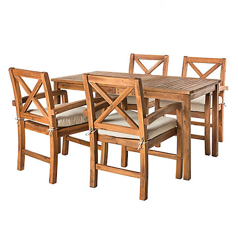 W. Trends 5-Pc. Acacia Wood Outdoor Dining Set - Brown