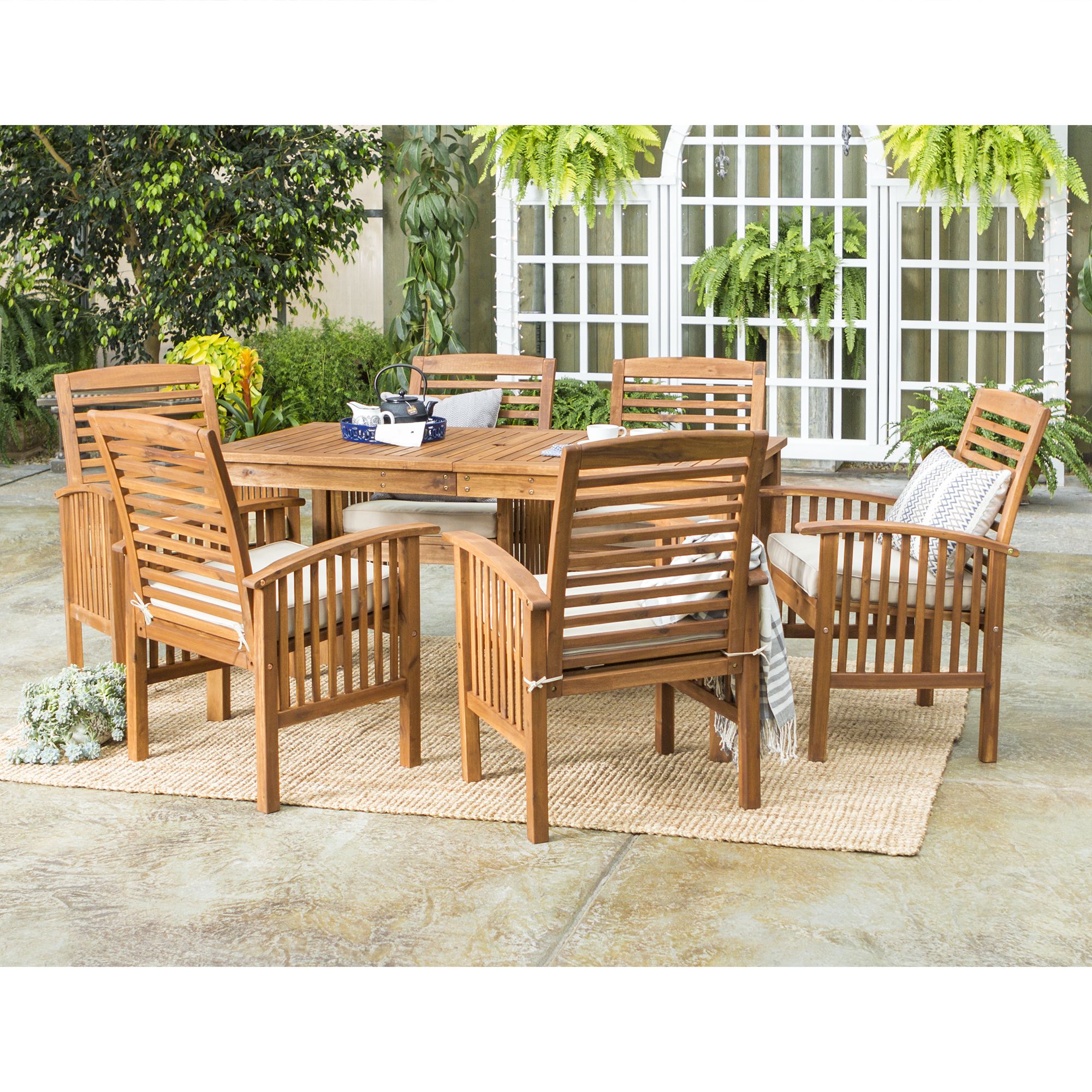 W. Trends 7 Pc. Acacia Wood Outdoor Dining Set BJ s Wholesale Club