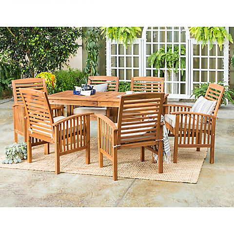 W. Trends 7-Pc. Acacia Wood Outdoor Dining Set - Brown