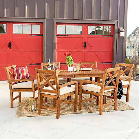 W. Trends 7-pc Outdoor Alder Acacia Wood Dining Set - Brown