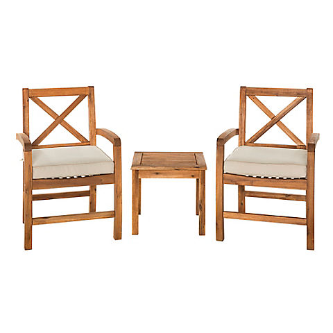 W. Trends 3-Pc. Acacia Wood Outdoor Chat Set - Brown