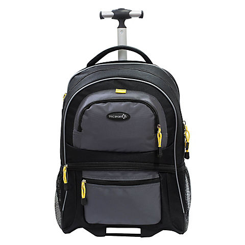 Travelers Polo & Racquet Club 19" Rolling Laptop Backpack - Black and Gray