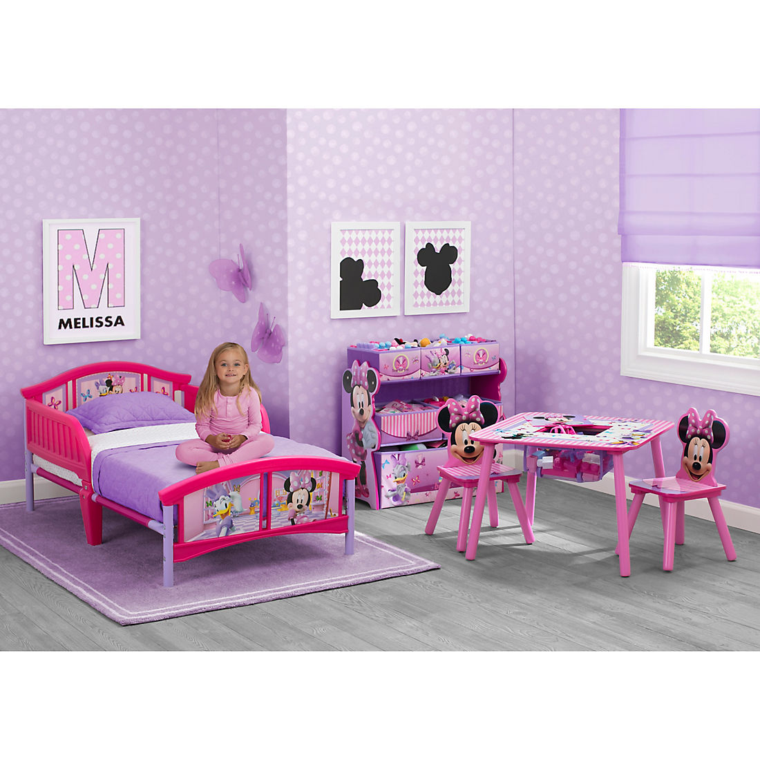 Disney Minnie Mouse Theme Wooden Toddler Bed Pink Girls Bedroom Decoration 