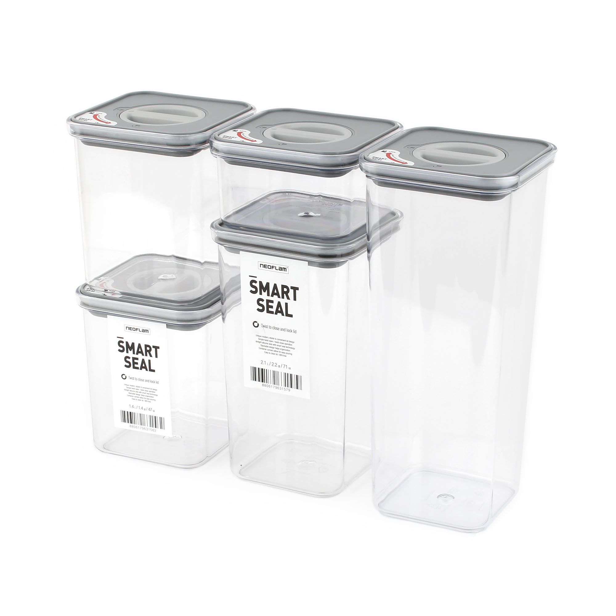 Set of 3) NEOFLAM Airtight Smart Seal Food Storage Container