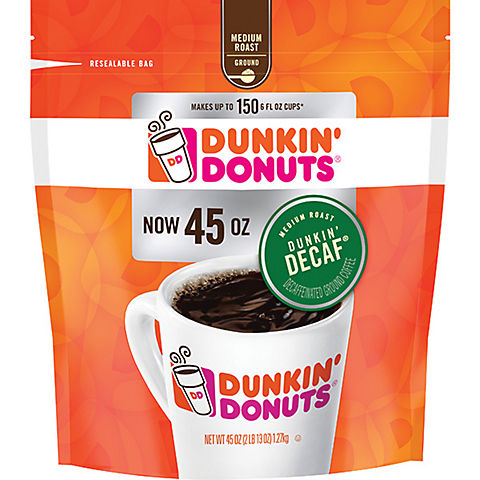 Dunkin Decaf Coffee Ground Coffee, 45 oz.