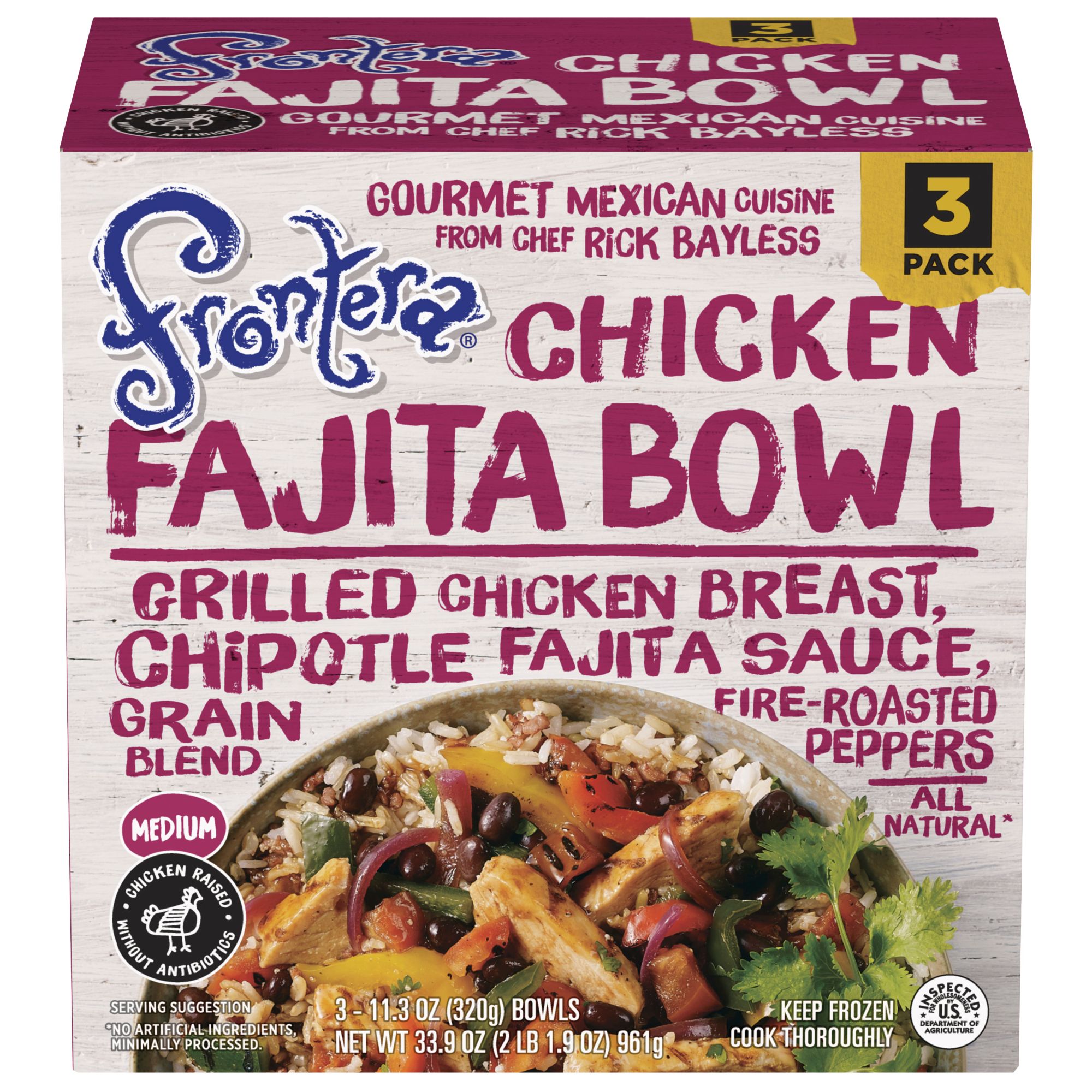 Frontera Chicken Fajita Taco Bowls, 3 pk./11.3 oz.