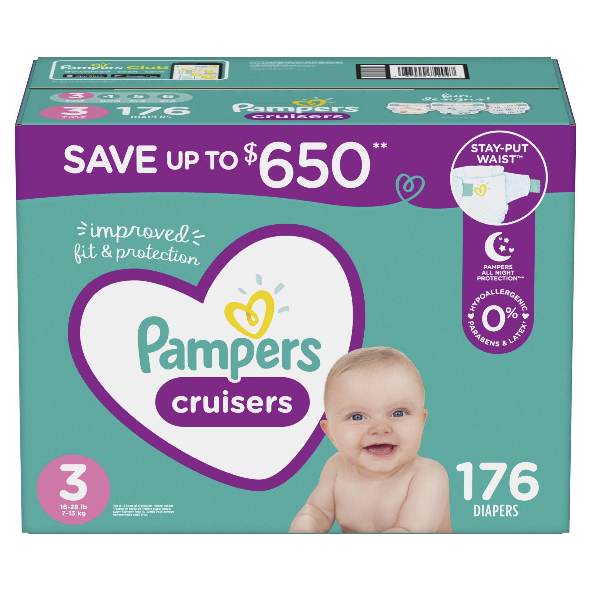 Pampers Cruisers Diapers, Size 3, 176 