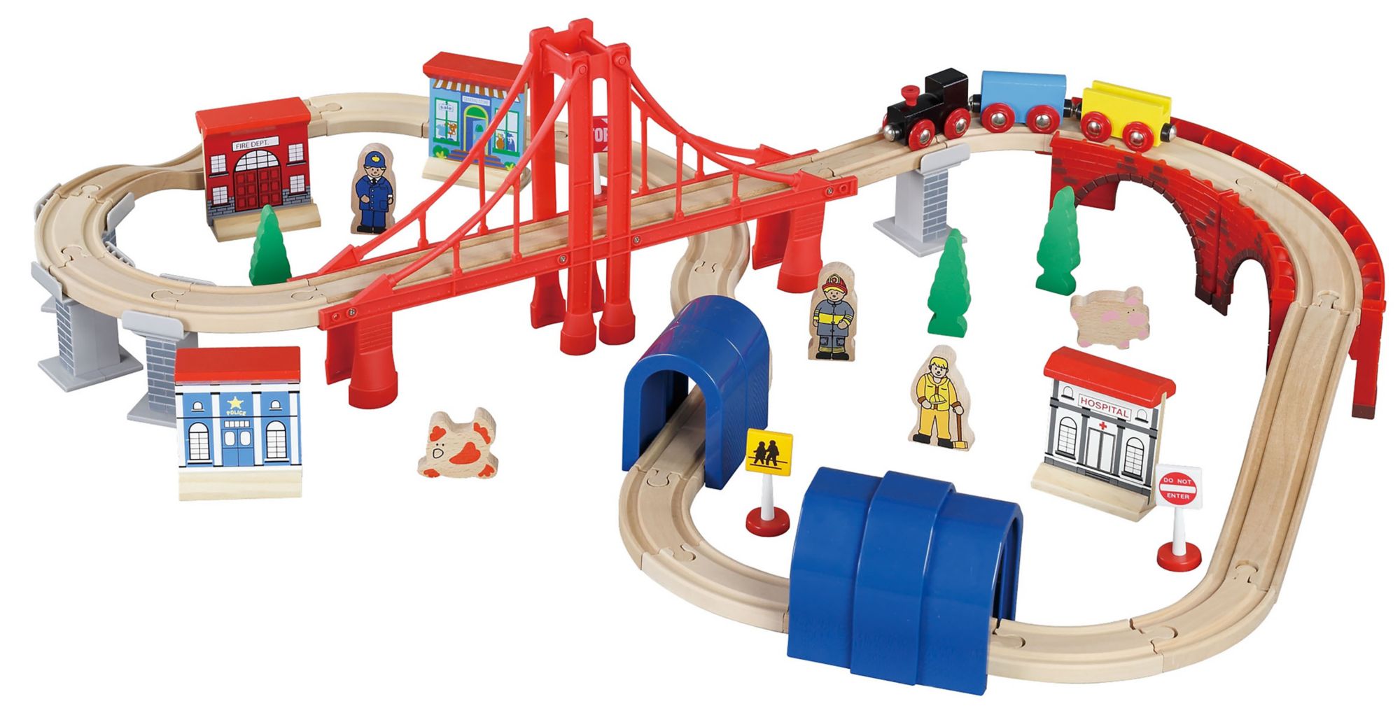 Maxim Enterprise 60-Pc. Wooden Train Set | BJ's Wholesale Club