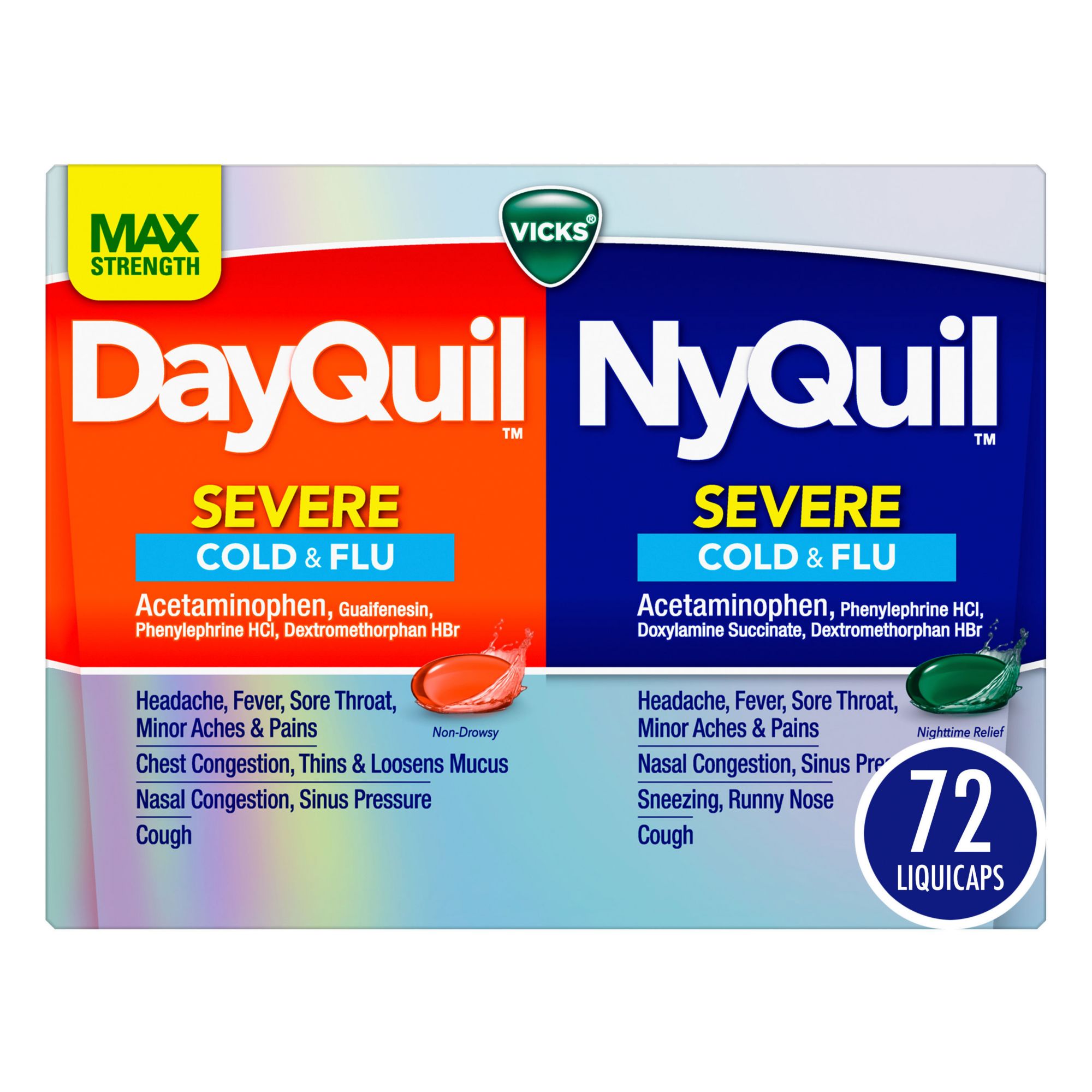 Vicks DayQuil and NyQuil Severe Cough, Cold & Flu Relief LiquiCaps