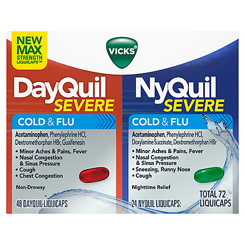 Vicks DayQuil/NyQuil Severe Cold & Flu Relief LiquiCaps Combo Pack, 72 ct.