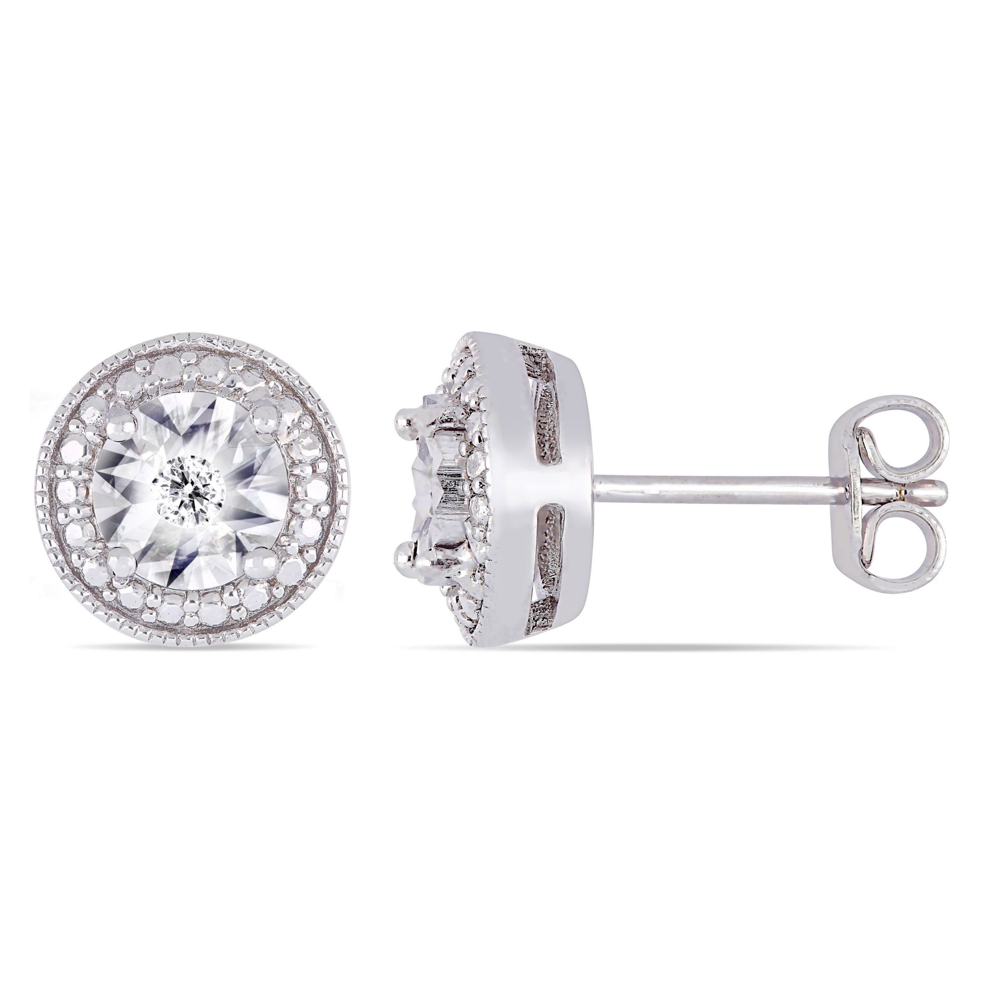 Halo Round Diamond Stud Earrings