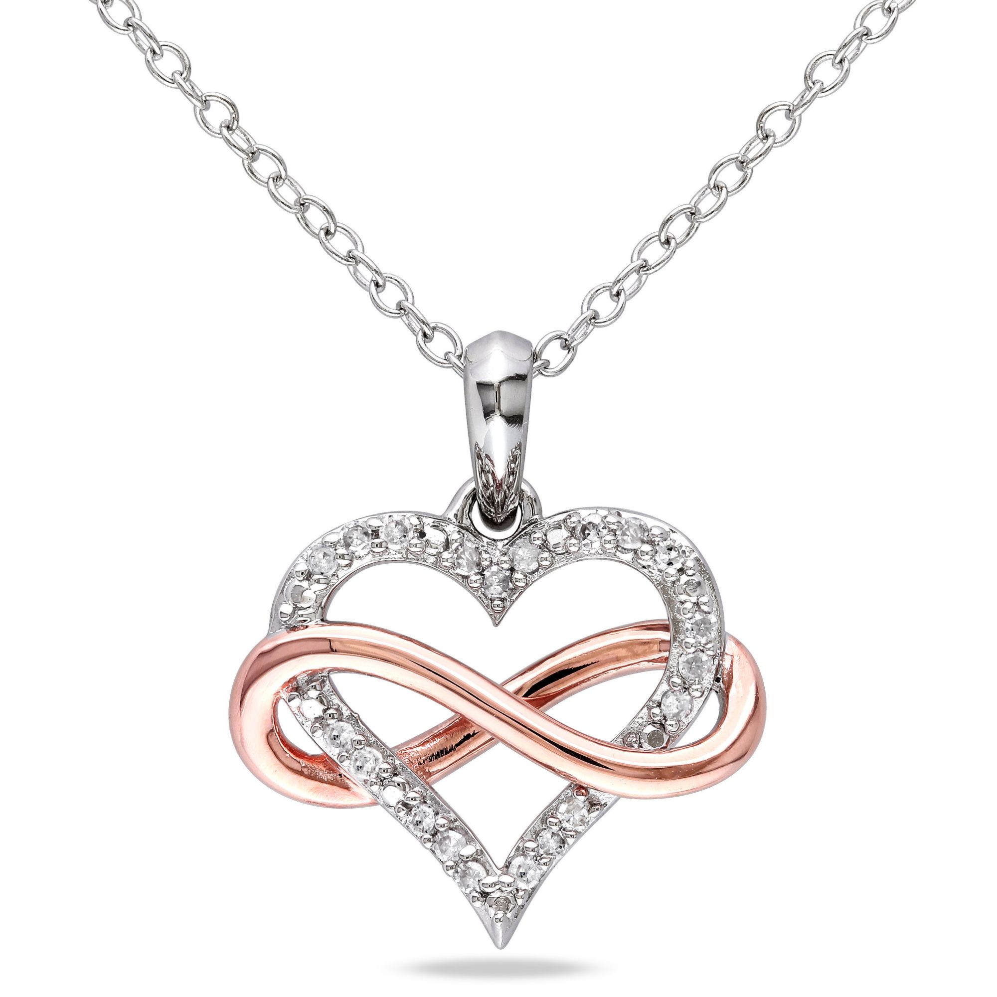 Heart Locket Necklace 1/10 ct tw Diamonds Sterling Silver