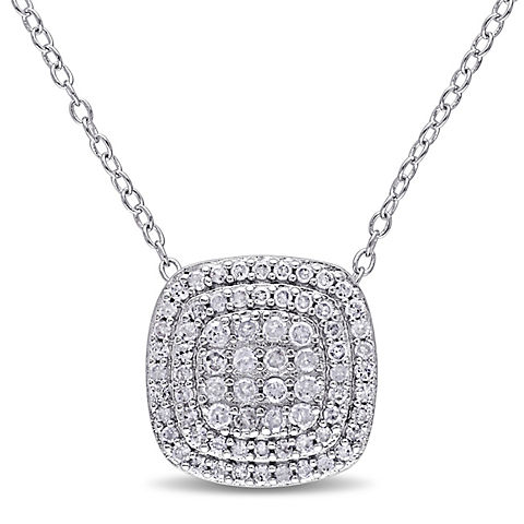 .47 ct. t.w. Diamond Layered Halo Pendant in Sterling Silver