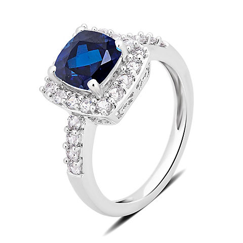 1.50 ct. t.w. Created Blue Sapphire and White Sapphire Ring in Sterling Silver
