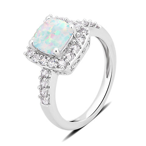 1.50 ct. t.w. Opal and Created White Sapphire Ring in Sterling Silver