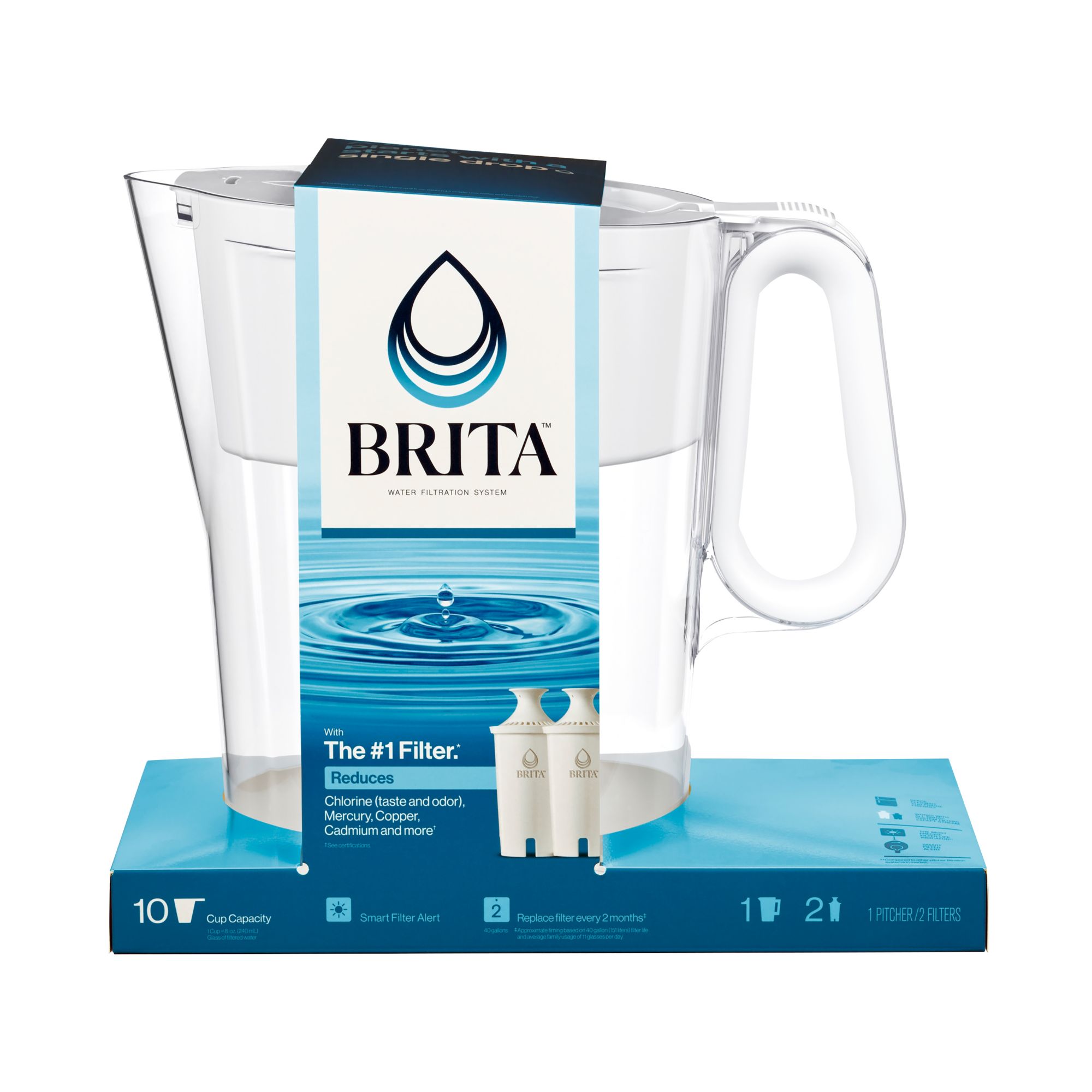 Brita Large 10 Cup Wave BPA Free Water Pitcher