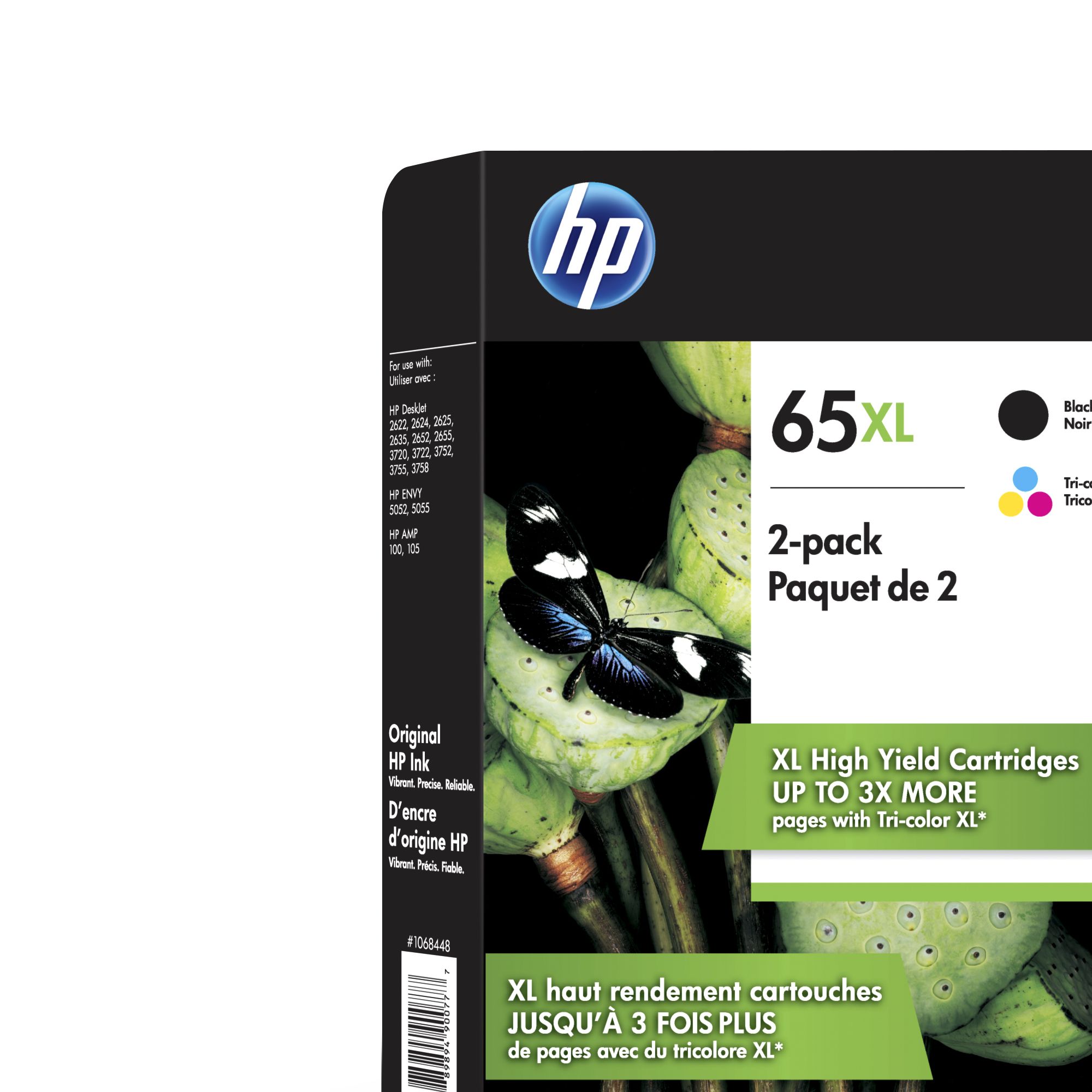 HP 63XL High Yield Orginial Ink Cartridge, Black/Tri-Color (2 pk