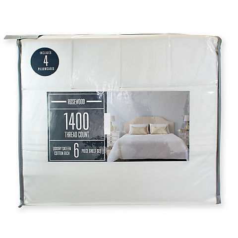 Rosewood 1400-Thread-Count Queen-Size Sheet Set - White