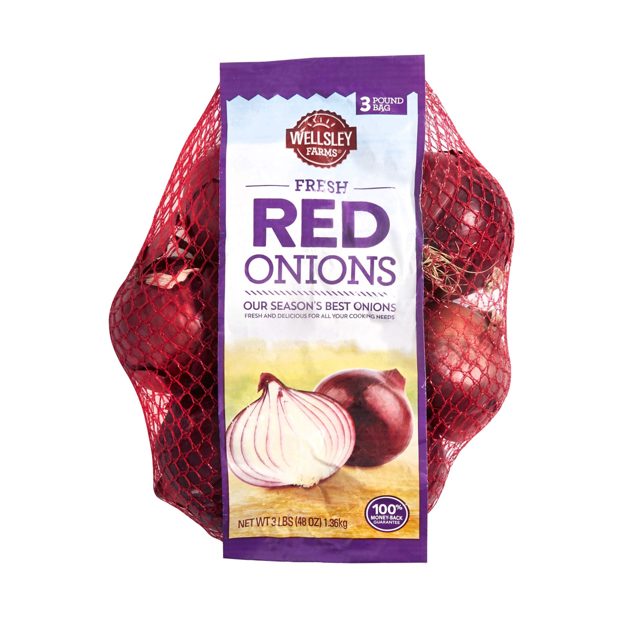 Fresh Red Onions, 3 lb Bag 